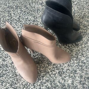 2 pairs! Jessica Simpson Women's Ankle Booties in Taupe and Black  8.5